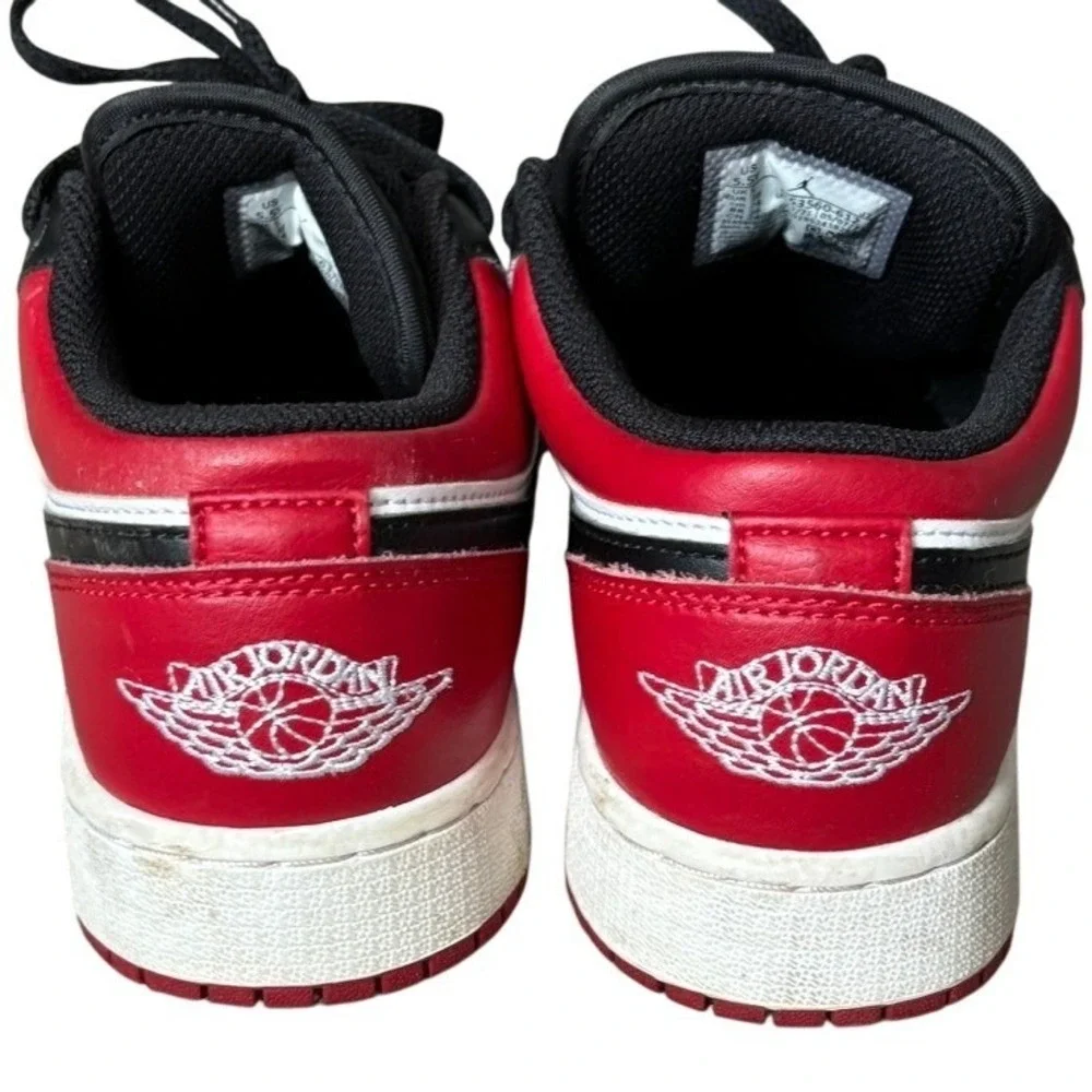 Nike Air Jordan 1 Low Bred Toe White Black Varsity Red Shoes 5.5Y 7 Women's‎